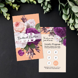 Peach Floral Service Loyalty 5-stempel Punch Visitekaartje