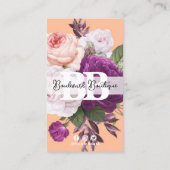 Peach  Floral Service Loyalty 5-stempel Punch Visitekaartje (Achterkant)