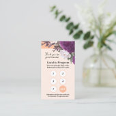 Peach  Floral Service Loyalty 5-stempel Punch Visitekaartje (Staand voorkant)