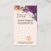 Peach  Floral Service Loyalty 5-stempel Punch Visitekaartje (Voorkant)