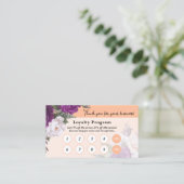  Peach  Floral Service Loyalty Stamp Visitekaartje (Staand voorkant)