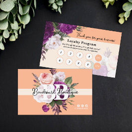 Peach Floral Service Loyalty Stamp Visitekaartje