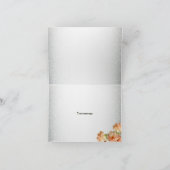 Peach Floral Silver Glitter Modern Wedding Party Bedankkaart (Binnen)