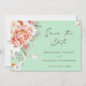 Peach Floral Sla de datum op Magnetische Uitnodiging (Voorkant)