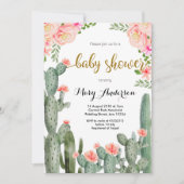 Peach Floral Succulent zomers Baby shower Kaart (Voorkant)