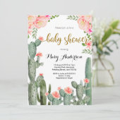 Peach Floral Succulent zomers Baby shower Kaart (Staand voorkant)