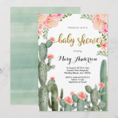 Peach Floral Succulent zomers Baby shower Kaart (Voorkant / Achterkant)