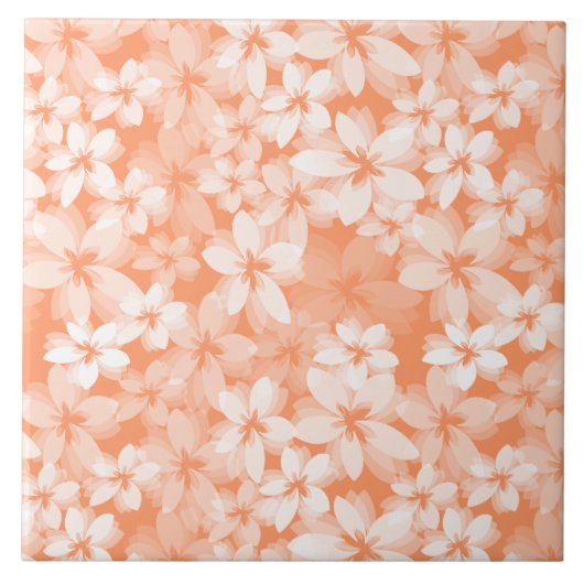 Peach Floral Tegeltje (Voorkant)