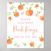 Peach Floral Verjaardag Raad hoeveel spel Poster (Voorkant)