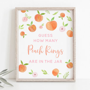 Peach Floral Verjaardag Raad hoeveel spel Poster