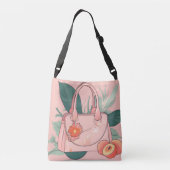 Peach Floral Vibes Purse AI art Crossbody Tas (Achterkant)