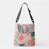 Peach Floral Vibes Purse AI art Crossbody Tas (Voorkant)