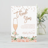 Peach Floral Vrijgezellenfeest bedankje Kaart (Staand voorkant)