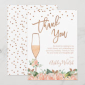 Peach Floral Vrijgezellenfeest bedankje Kaart (Voorkant / Achterkant)