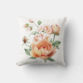 Peach Floral Watercolor Throw Pillow Cover Kussen