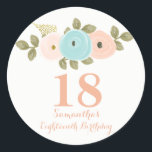 Peach Floral Waterverf 18th Birthday Girl Sticker<br><div class="desc">Peach Floral Waterverf 18th Birthday Girl Sticker Voor het collectie,  bezoek de Niche and Nest store We hebben kunstwerk gebruikt van: Freshmint Paperie https://www.etsy.com/shop/FreshmintPaperie</div>