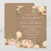Peach Floral Waterverf 50th Wedding Jubileum Kaart (Voorkant / Achterkant)