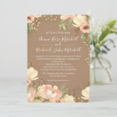 Peach Floral Waterverf 50th Wedding Jubileum Kaart (Staand voorkant)