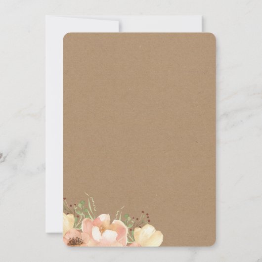 Peach Floral Waterverf 50th Wedding Jubileum Kaart (Achterkant)