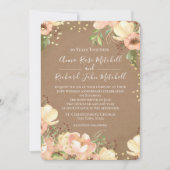 Peach Floral Waterverf 50th Wedding Jubileum Kaart (Voorkant)