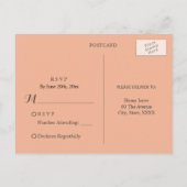 Peach Floral Waterverf Baby shower RSVP Briefkaart (Achterkant)