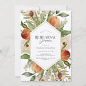 Peach Floral Waterverf repetitie diner Kaart (Voorkant)