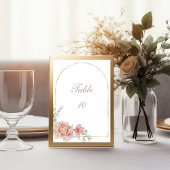 Peach Floral Waterverf Trouwtafel nummer Kaarten