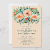 Peach Floral Waterverf Wedding Invitations (Voorkant)