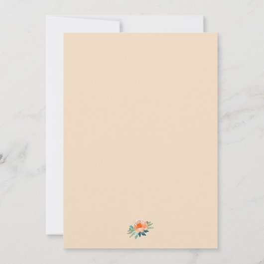 Peach Floral Waterverf Wedding Invitations (Achterkant)