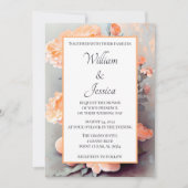 Peach Floral Waterverf Wedding Kaart (Voorkant)