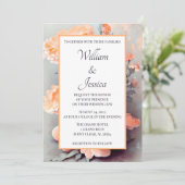 Peach Floral Waterverf Wedding Kaart (Staand voorkant)