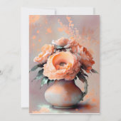 Peach Floral Waterverf Wedding Kaart (Achterkant)