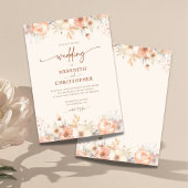 Peach Floral Waterverf Wedding Kaart