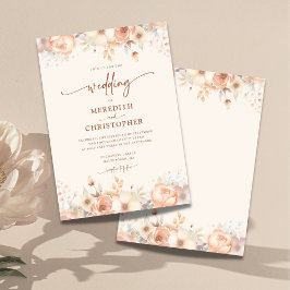 Peach Floral Waterverf Wedding Kaart