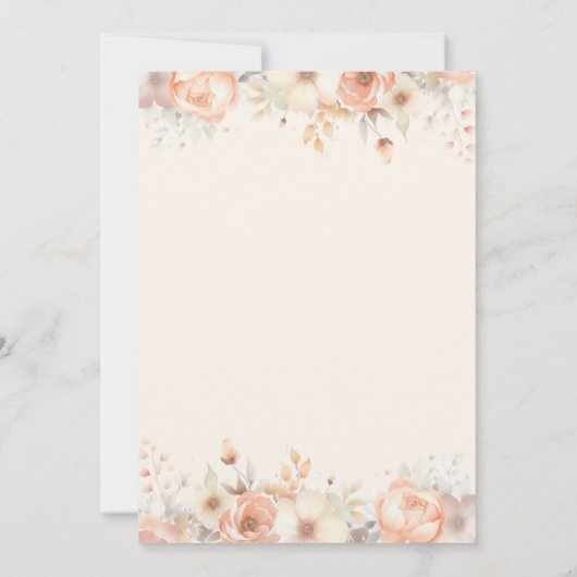 Peach Floral Waterverf Wedding Kaart (Achterkant)