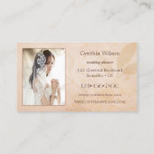 Peach Floral Waterverf Wedding Planner Foto Visitekaartje (Achterkant)