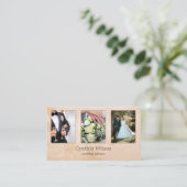 Peach Floral Waterverf Wedding Planner Foto Visitekaartje (Staand voorkant)