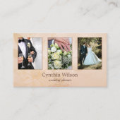 Peach Floral Waterverf Wedding Planner Foto Visitekaartje (Voorkant)