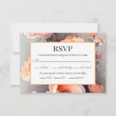 Peach Floral Waterverf Wedding RSVP Kaartje (Voorkant)