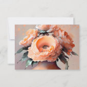Peach Floral Waterverf Wedding RSVP Kaartje (Achterkant)