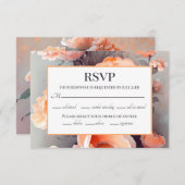 Peach Floral Waterverf Wedding RSVP Kaartje (Voorkant / Achterkant)