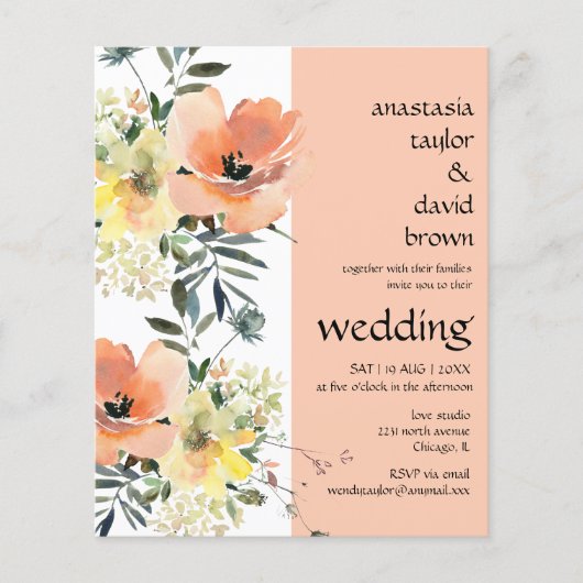 Peach Floral Weddenschap (Voorkant)