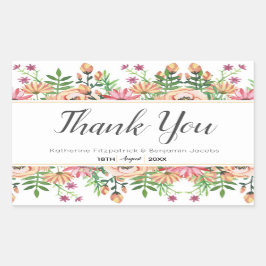 Peach Floral Weddenschap Bedankt Rechthoekige Sticker
