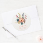Peach Floral Weddenschap Bedankt Ronde Sticker (Envelop)