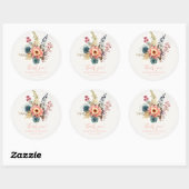 Peach Floral Weddenschap Bedankt Ronde Sticker (Vel)
