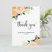 Peach Floral Wedding Bedankkaart (Staand voorkant)