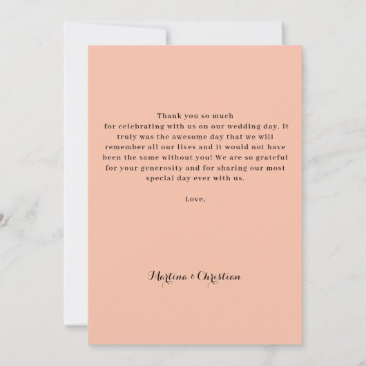 Peach Floral Wedding Bedankkaart (Achterkant)