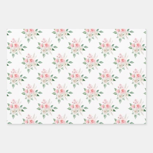 Peach Floral Wedding Inpakpapier Vel (Voorkant)