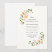 Peach Floral Wedding Invitation Kaart (Voorkant / Achterkant)