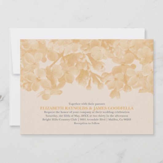 Peach Floral Wedding Invitations Kaart (Voorkant)